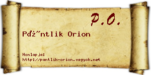 Pántlik Orion névjegykártya